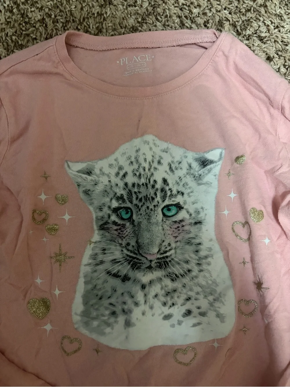 The Children's Place Girls' Hot Pink Sequin Cat Long-Sleeve Pajama Top